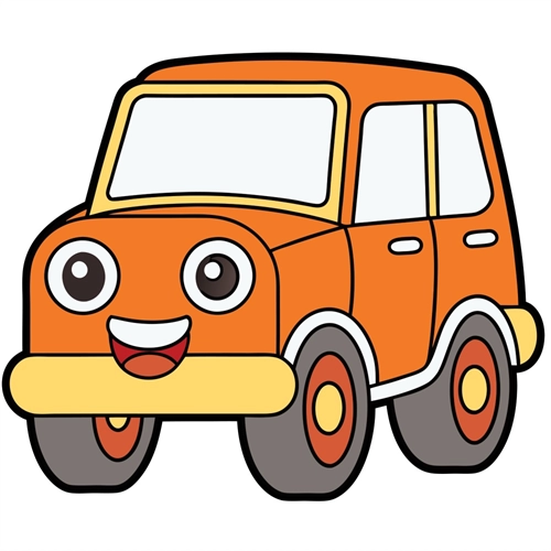 Car Theme Retro Orange Car Transparent Sticker